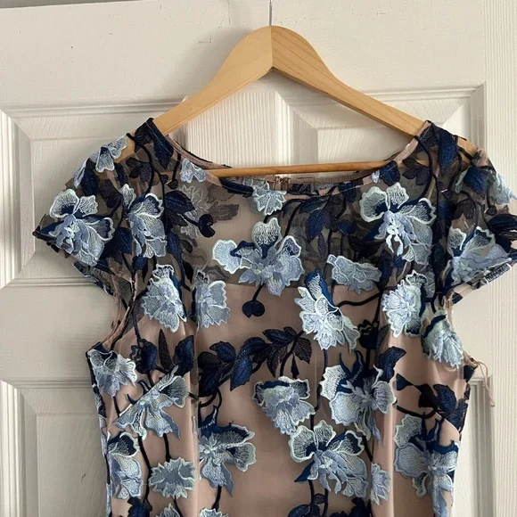 Adrianna Papell Blue and Beige Floral Dress - Picture 3 of 3